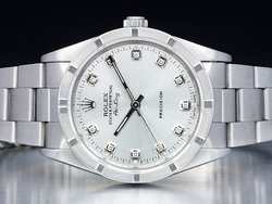 Rolex Air-king 34 Argento Oyster 14010 Customized Silver Lining Diamonds Double Dial